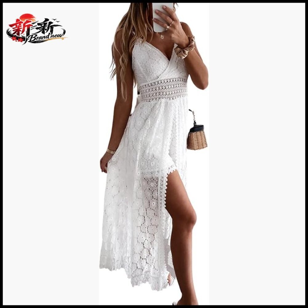Ruching Smocking Jumpsuit V Neck Backless Maxi High Low Summer Slip